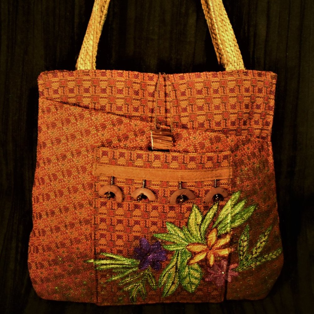 one of a kind hand painted handbag